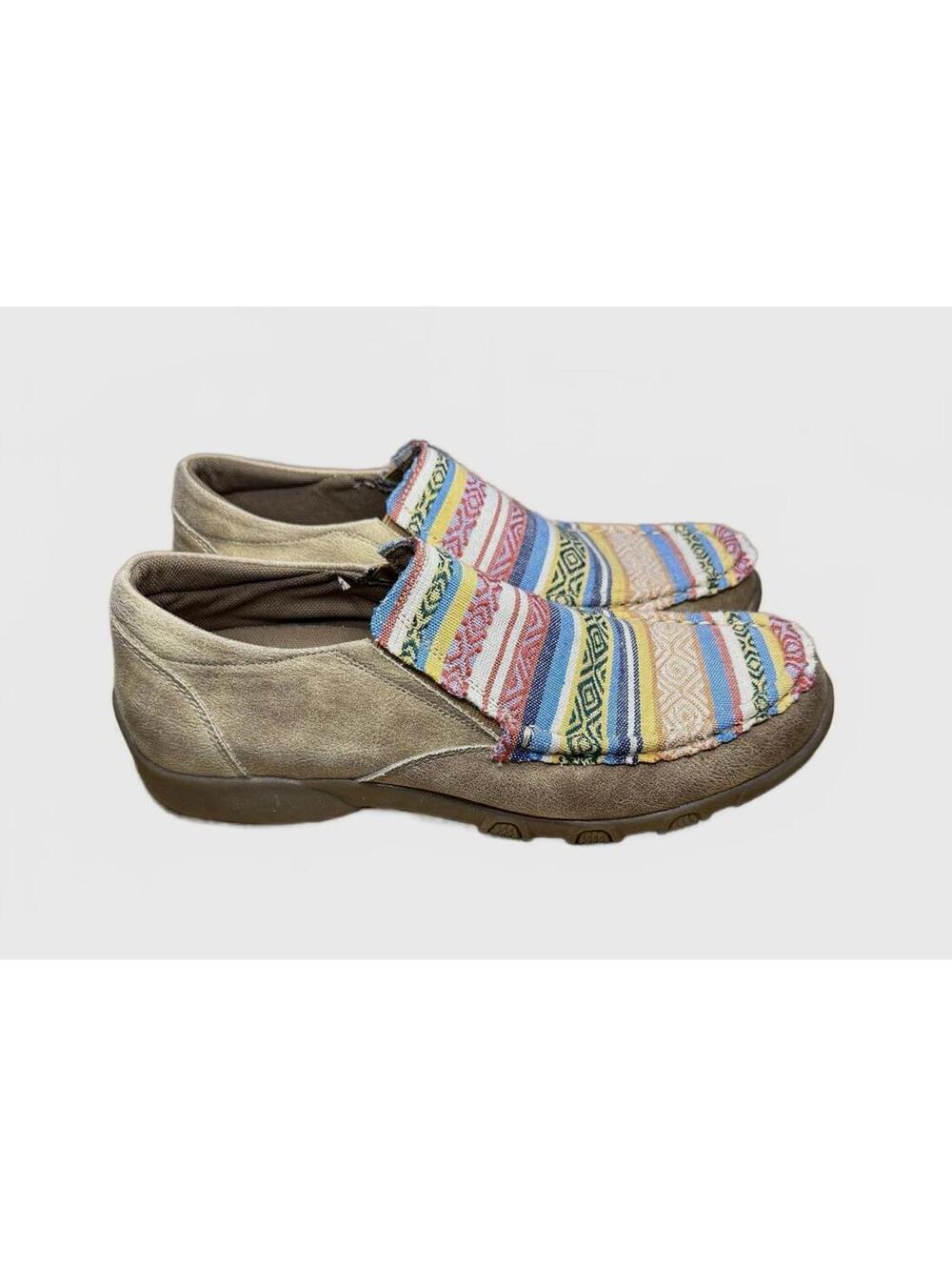 Roper Slip-On Shoes Women's Size 8 Beige Multicolor Aztec Print Comfort Casual - Picture 3 of 5